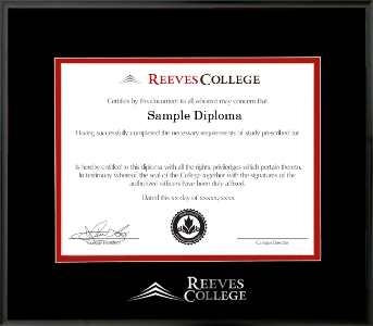 Satin black metal diploma frame with double matting and silver embossed logo